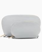Women's Leather Travel Case Set In Grey | Pebbled Leather By Cuyana
