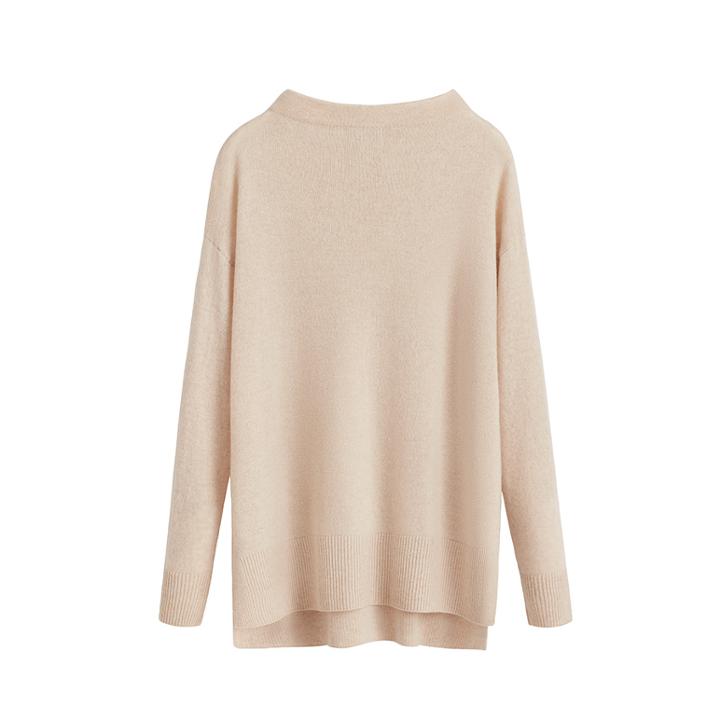 Women's Funnel Neck Sweater In Beige | Size: S/m | Single-origin Cashmere By Cuyana