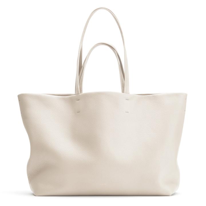 Women's Classic Easy Tote Bag In Ecru | Size: Classic | Pebbled Leather By Cuyana