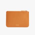 Women's Zero Waste Slim Leather Pouch In Orange | Smooth Leather By Cuyana