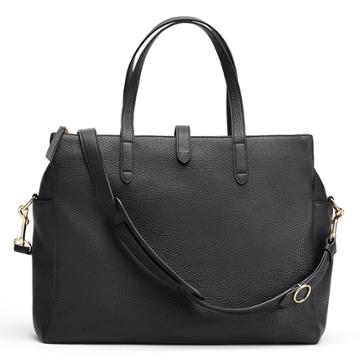 Women's Leather Triple Zipper Overnight Bag In Black | Pebbled Leather By Cuyana