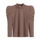 Women's French Terry Puff Sleeve Sweatshirt In Mushroom | Size: Large | Organic French Terry By Cuyana