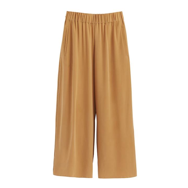 Women's Wide-leg Cropped Pant In Honey | Size: Large | Washable Silk By Cuyana