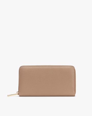 Women's Classic Zip Around Wallet In Cappuccino/stone | Pebbled Leather By Cuyana