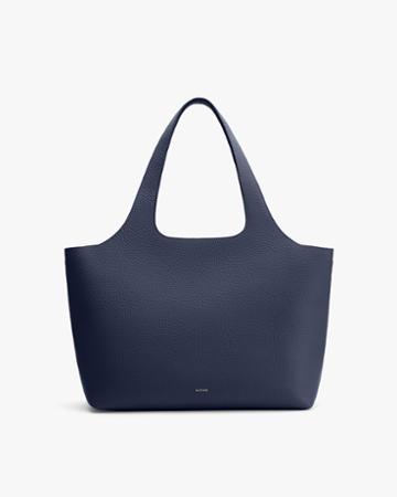 Women's System Tote Bag In Navy/storm | Size: 13 | Pebbled Leather By Cuyana