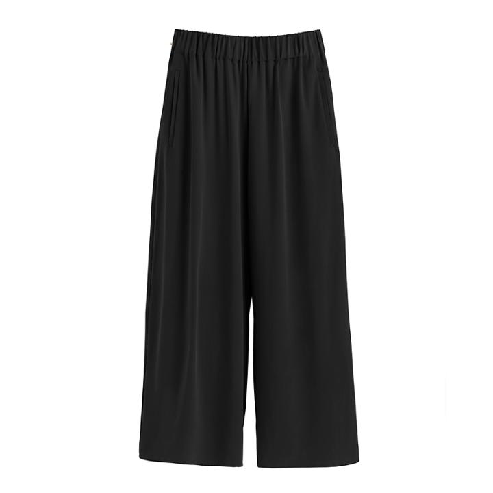 Women's Wide-leg Cropped Pant In Black | Size: Xl | Washable Silk By Cuyana