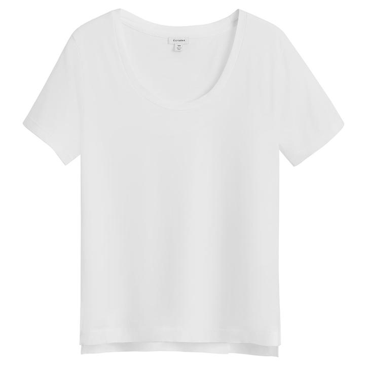 Women's Pima Scoop Neck Tee In White | Size: Large | Organic Pima Cotton By Cuyana