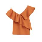 Women's Flounce Top In Burnt Orange | Size: Large | Textured Cotton By Cuyana