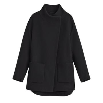 Women's Wool High-low Jacket In Black | Size: Large | Recycled Wool Blend By Cuyana