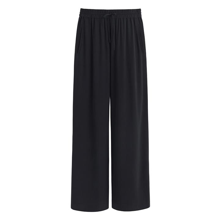 Women's Wide-leg Drawstring Pant In Black | Size: Large | Washable Silk By Cuyana