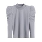 Women's French Terry Puff Sleeve Sweatshirt In Steel | Size: Large | Organic French Terry By Cuyana