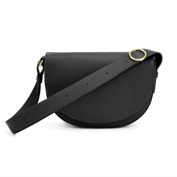 Women's Half-moon Shoulder Bag In Black | Full Grain Leather By Cuyana