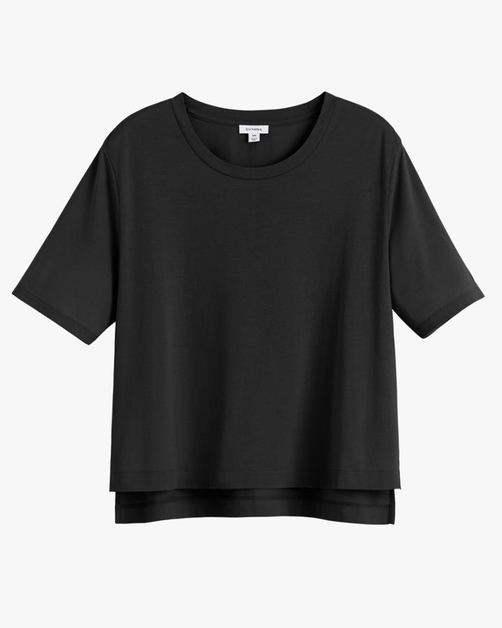 Women's Pima Cropped Tee In Black | Size: Medium | Organic Pima Cotton By Cuyana