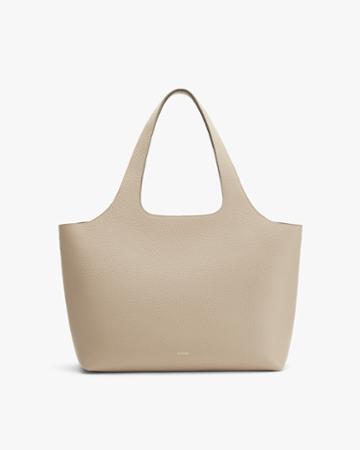 Women's System Tote Bag In Stone/pebble | Size: 13 | Pebbled Leather By Cuyana