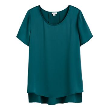 Women's Washable Charmeuse High-low Top In Blue Jade | Size: Large | Washable Charmeuse Silk By Cuyana