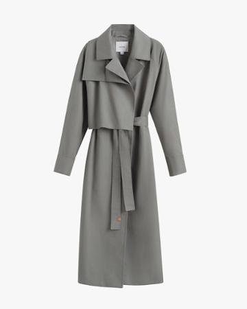 Women's Relaxed Trench In Steel Green | Size: Medium | Cotton Blend By Cuyana