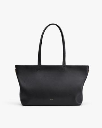 Women's Small Easy Zipper Tote Bag In Black | Pebbled Leather By Cuyana