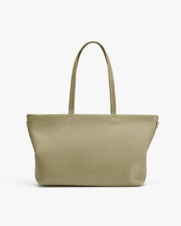 Women's Small Easy Zipper Tote Bag In Sage | Pebbled Leather By Cuyana