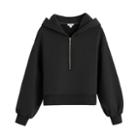 Women's Fleece Cropped Zip Hoodie In Black | Size: Large | 100% Cotton By Cuyana