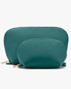 Women's Leather Travel Case Set In Jade | Pebbled Leather By Cuyana