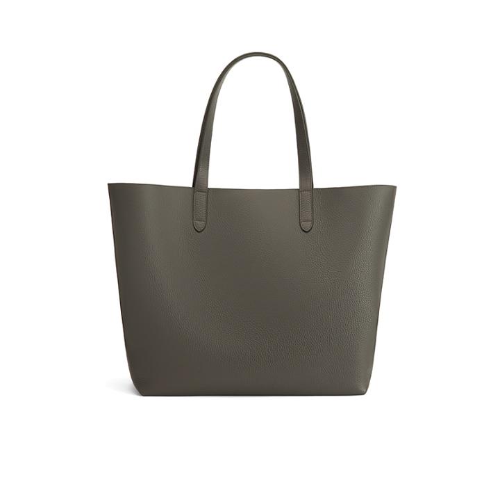 Women's Classic Leather Tote Bag In Dark Olive | Pebbled Leather By Cuyana
