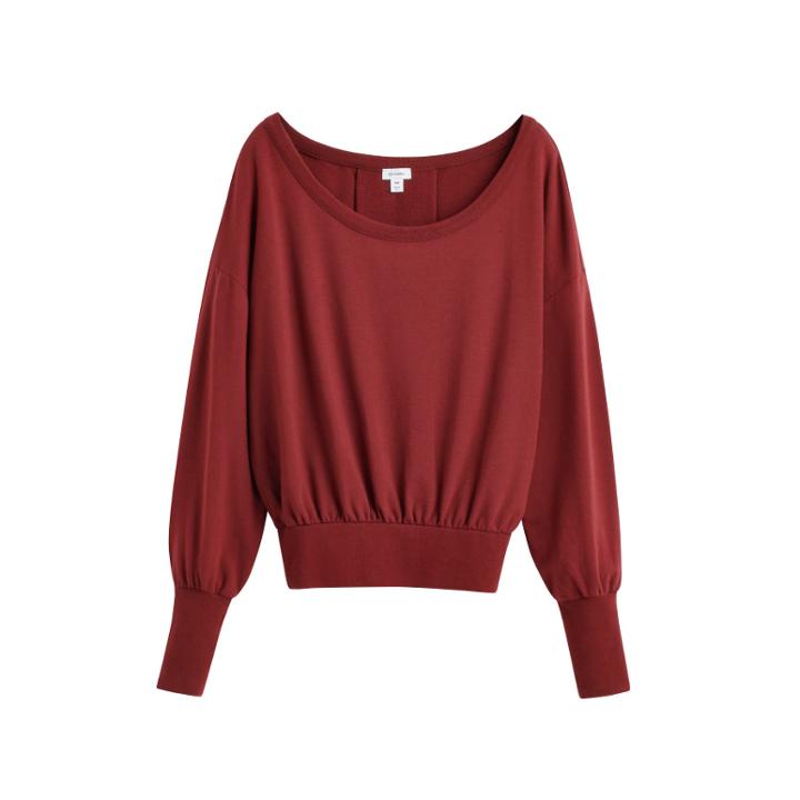 Women's French Terry Boatneck Sweatshirt In Brick | Size: Large | Organic French Terry By Cuyana