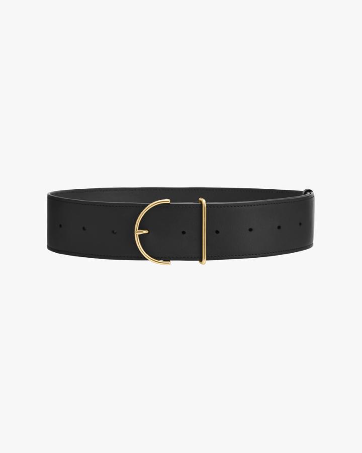 Women's Wide Leather Belt In Black | Size: Xs | Smooth Leather By Cuyana