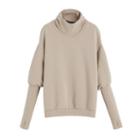 Women's Fleece Funnel Neck Sweatshirt In Stone | Size: Large | 100% Cotton By Cuyana