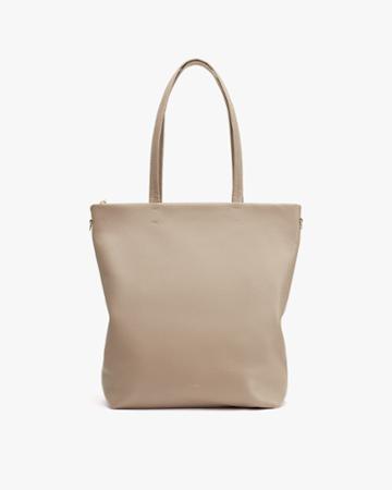 Women's Tall Easy Zipper Tote Bag In Stone | Pebbled Leather By Cuyana