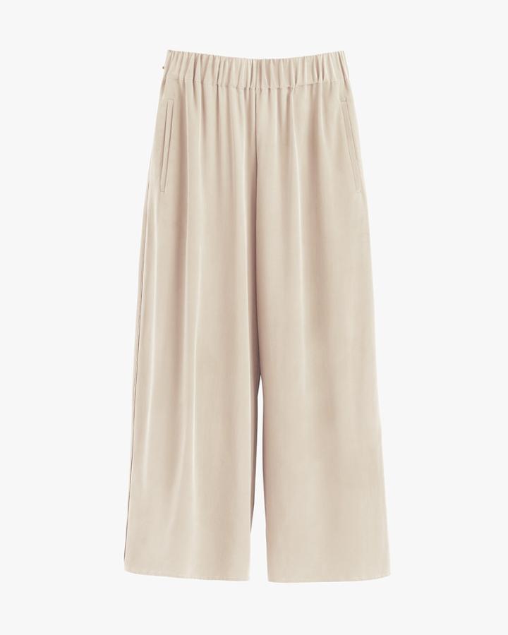 Women's Wide-leg Cropped Pant In Sand | Size: Large | Washable Silk By Cuyana