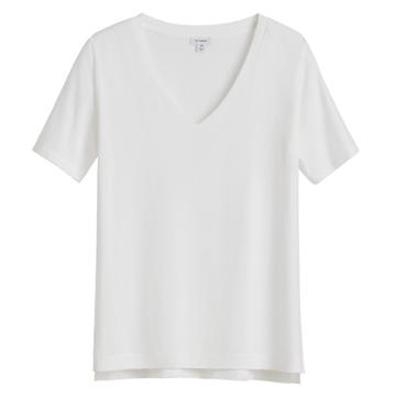 Women's Pima V-neck Tee In White | Size: Large | Organic Pima Cotton By Cuyana