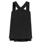 Women's Linen Cross Front Top In Black | Size: Large | Linen Blend By Cuyana