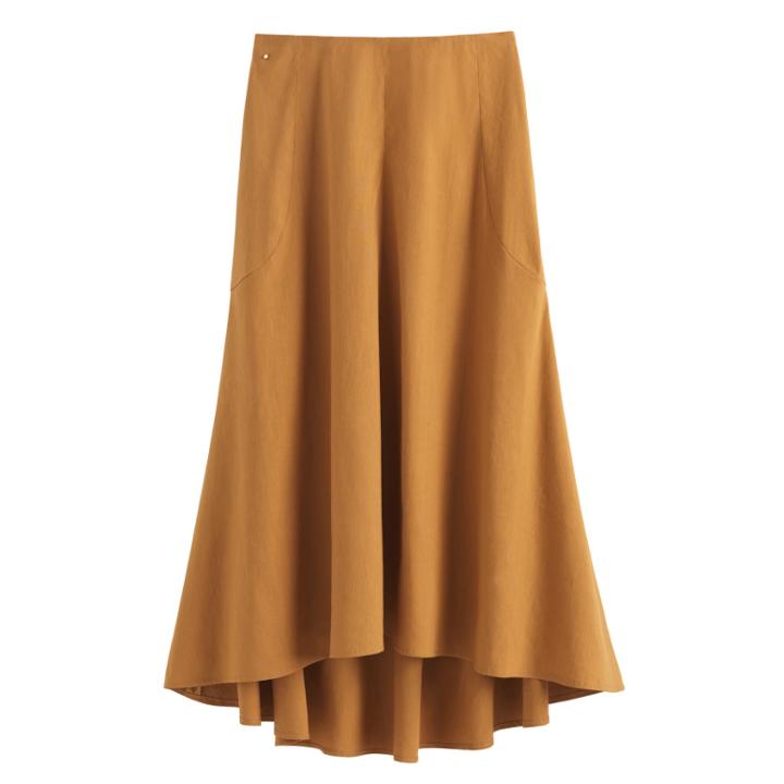 Women's Linen Flare Skirt In Honey | Size: Small | Linen Blend By Cuyana