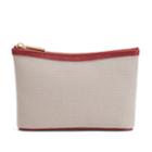 Women's Mini Canvas Zipper Pouch In Soft Grey/ruby | Canvas & Smooth Leather By Cuyana