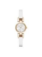 Dkny Reade White Saffiano Leather Skinny Watch