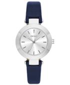 Dkny Stanhope Stainless Steel Black Leather Watch