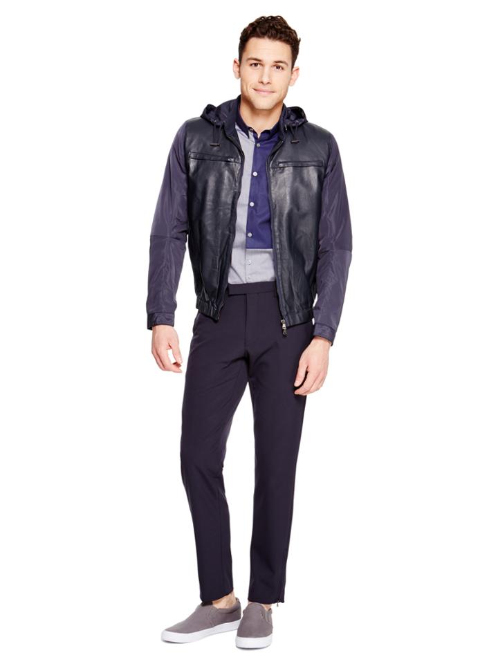Dkny Leather Front Bomber Jacket