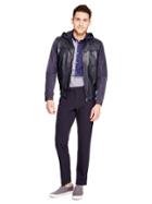 Dkny Leather Front Bomber Jacket