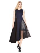 Dkny Asymmetrical Mesh And Sequined Insert Dress