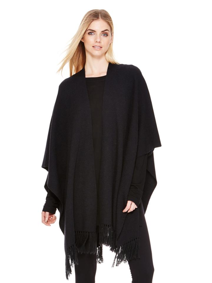 Dknypure Open Front Poncho W/ Fringe