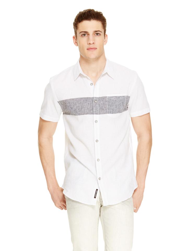 Dkny Jeans Linen Chest Stripe Shirt