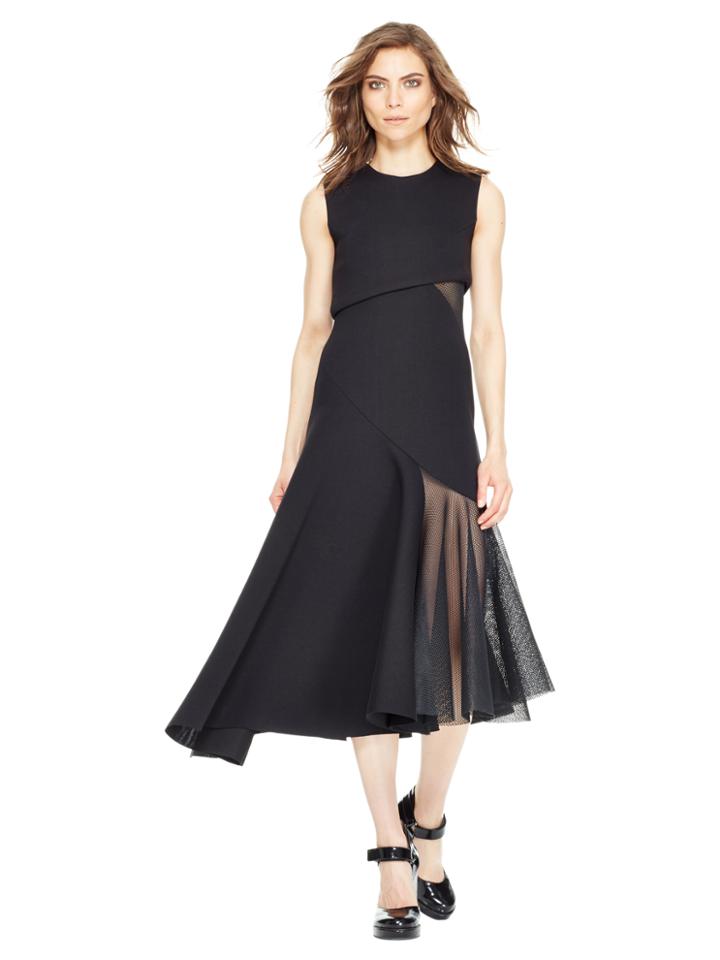 Dkny Asymmetrical Mesh Insert Dress
