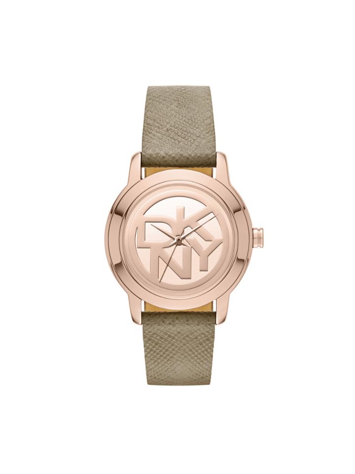 Dkny Tompkins Grey Saffiano Leather Logo Dial Watch