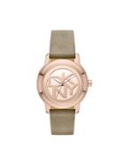 Dkny Tompkins Grey Saffiano Leather Logo Dial Watch