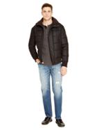 Dkny Herringbone Printed Puffer Jacket