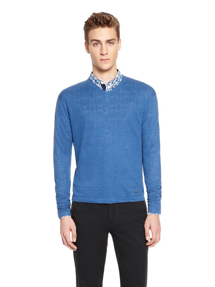 Dkny V-neck Linen Sweater