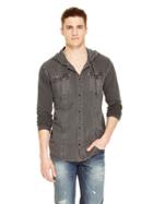 Dkny Jeans Slub Knit Hooded Shirt