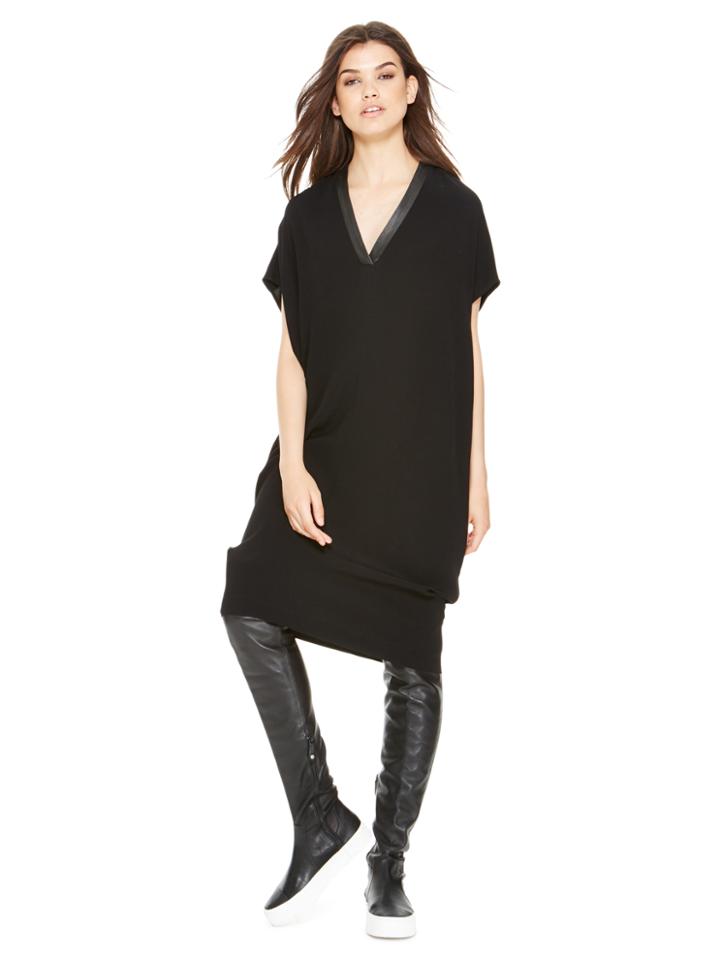 Dknypure V-neck Dress With Leather Trim