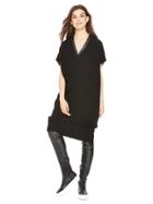Dknypure V-neck Dress With Leather Trim