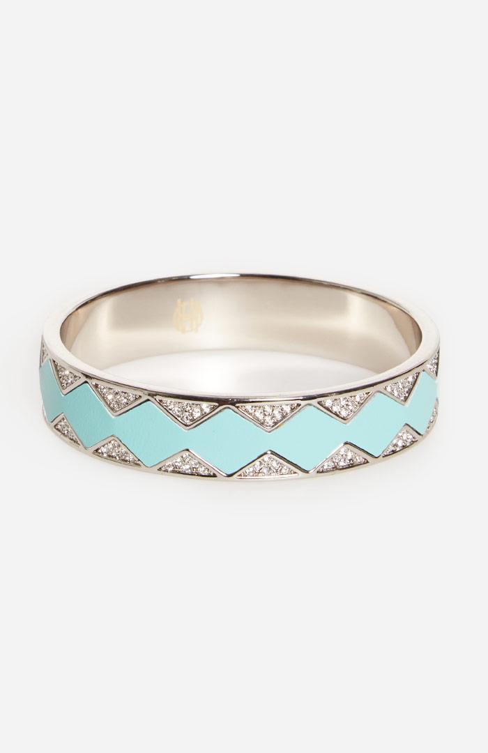 Dailylook House Of Harlow 1960 Leather Pave Sunburst Bangle In Mint At Dailylook